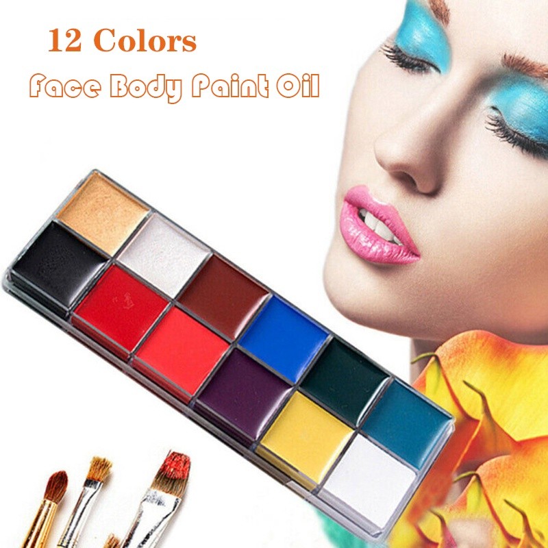 12 Colors Face Body Paint Oil Set Safe Face Body Paint Palette for ...