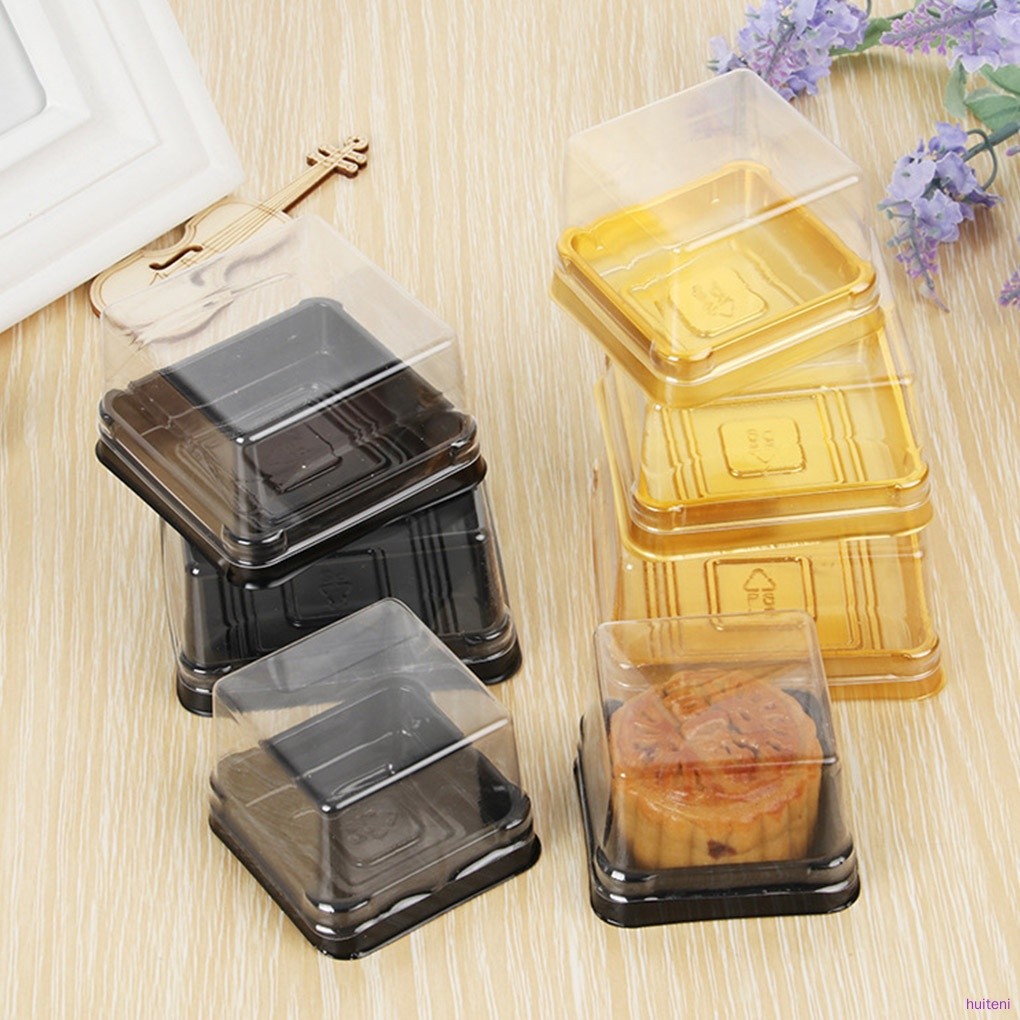 50Pcs Square Mini Cakes Box Clear Plastic Muffins Cups with Lids ...