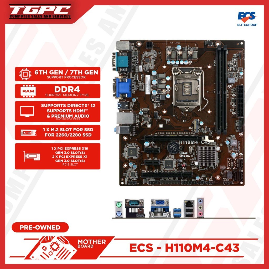Motherboard Ecs H110M4-C43, H110M4-C21, H110M4-C3V socket 1151 6th and ...