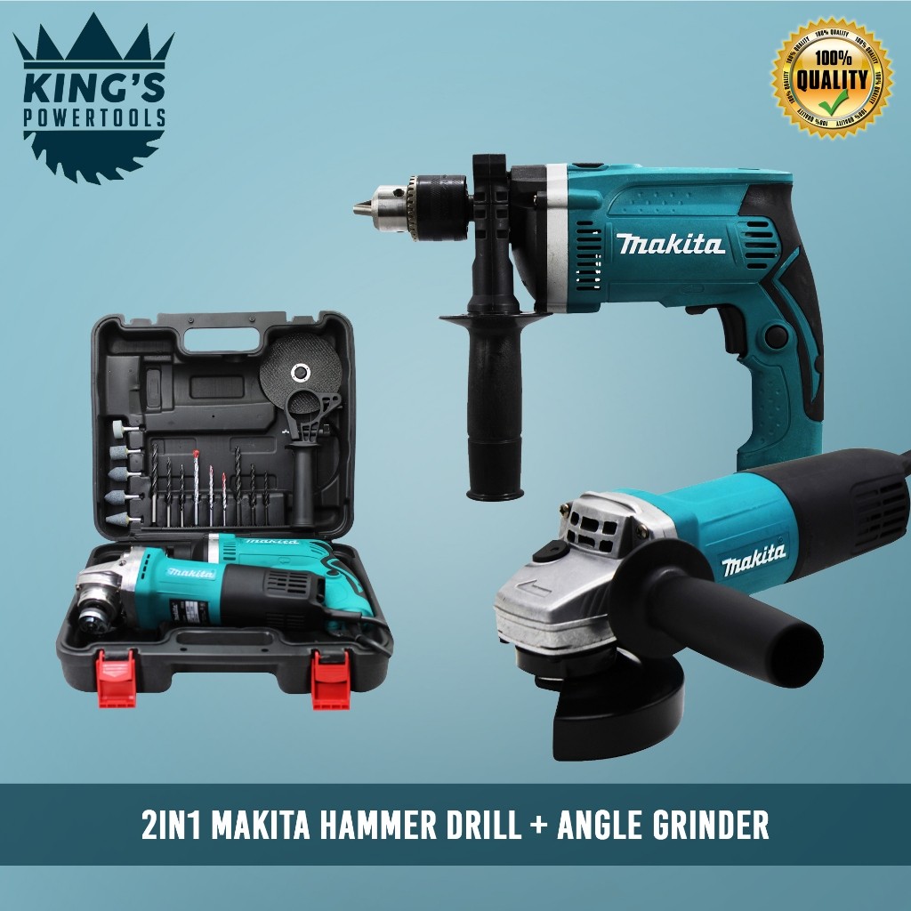 2in1 Makita Impact/Hammer Drill + Makita Angle Grinder | Shopee Philippines