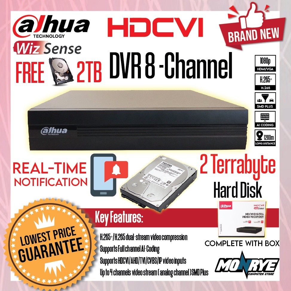 DVR - 8 Channel - DAHUA - DH XVR1B08 I - FREE HDD OPTIONS - Brand New ...