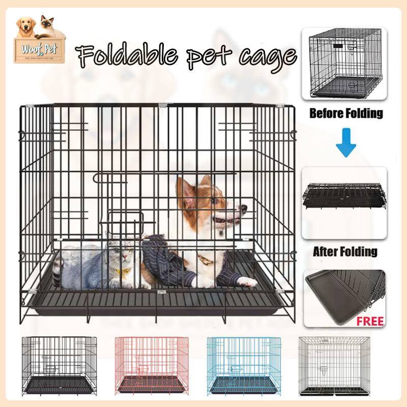 Cat Dog cage Foldable with Poop Tray Heavy Duty Pet Cages Rabbit Cage ...