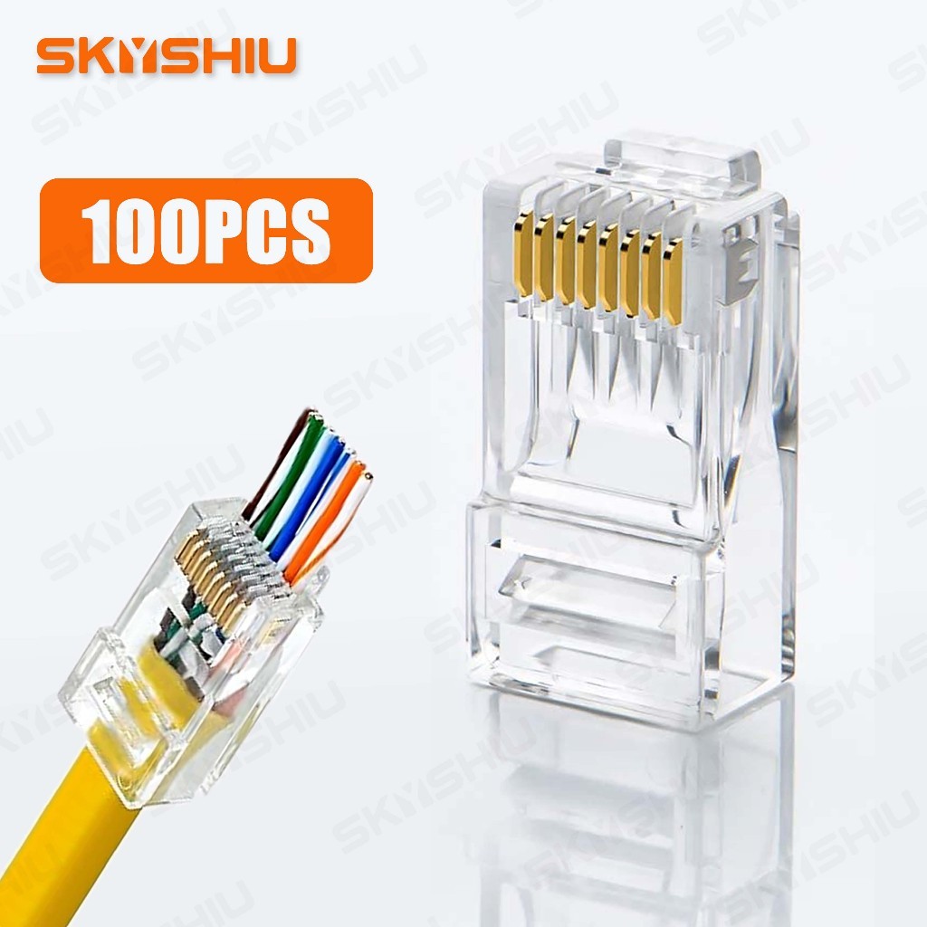 SKYSHIU RJ45 Connector CAT5 E Crystal Network Modular Plug Ethernet ...