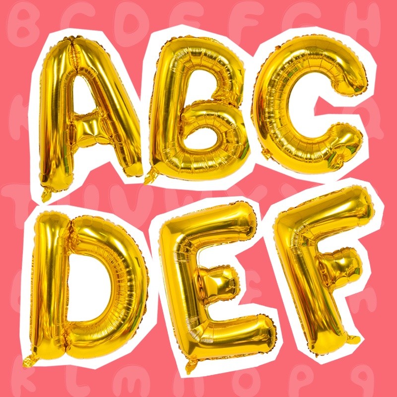 16inch Gold Letter Balloon Diy Lettering Name Backdrop Birthday Wedding ...