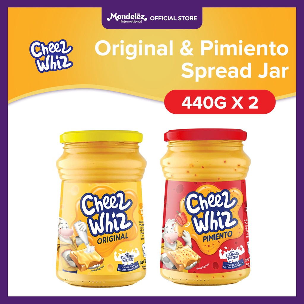 Cheez Whiz Cheese Spread Bundle - Original in Jar 440g and Pimiento in ...