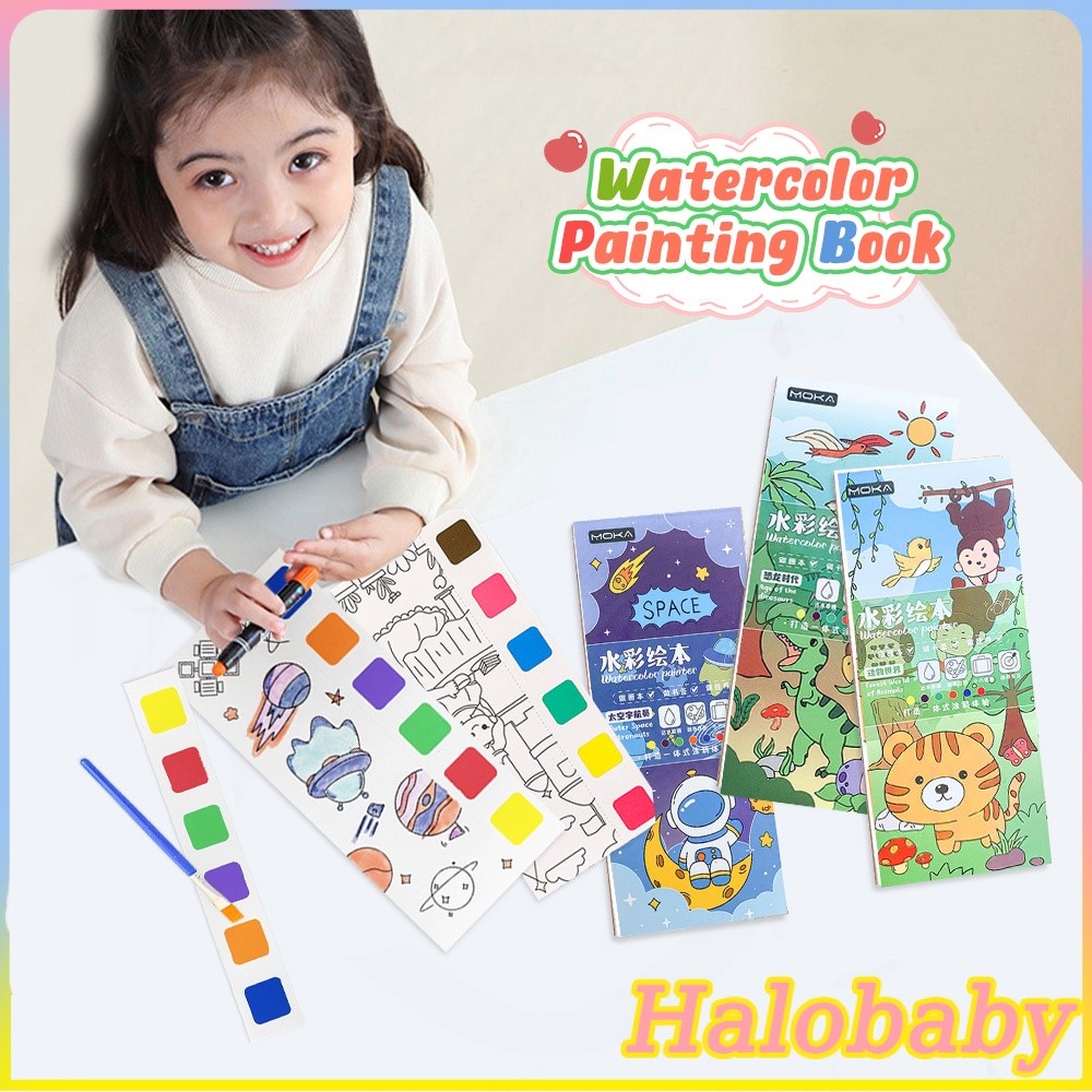 【COD】12 Sheets Painting Coloring Book Set with Paintbrush Graffiti ...