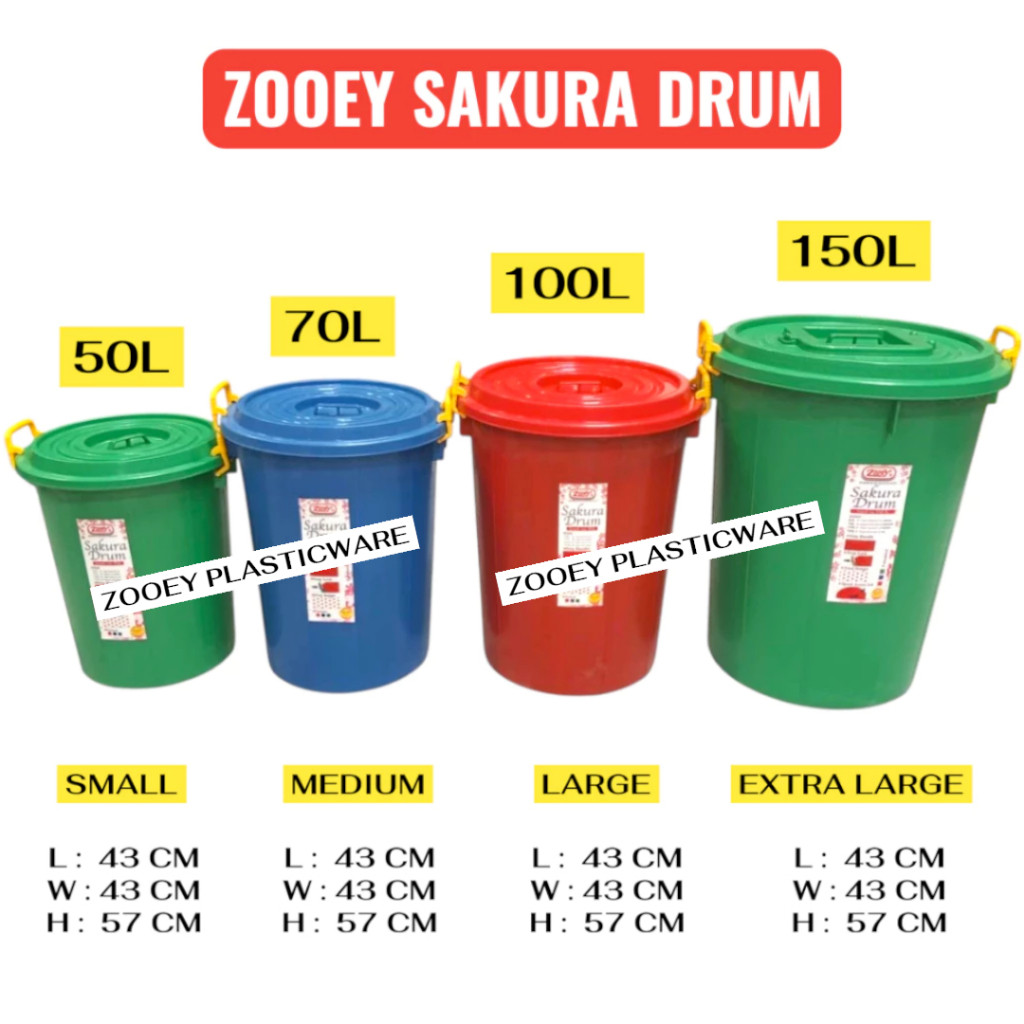 ZOOEY SAKURA Drum Water Container 150L 100L 70L 50L Good~P^QualityuJ ...