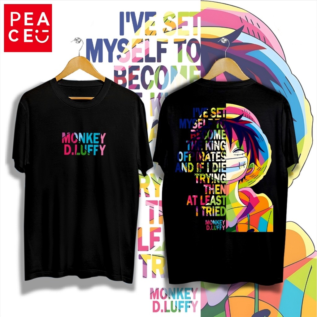 PEACE Anime shirt One Piece Neutral Luffy print men's women's t-shirt ...