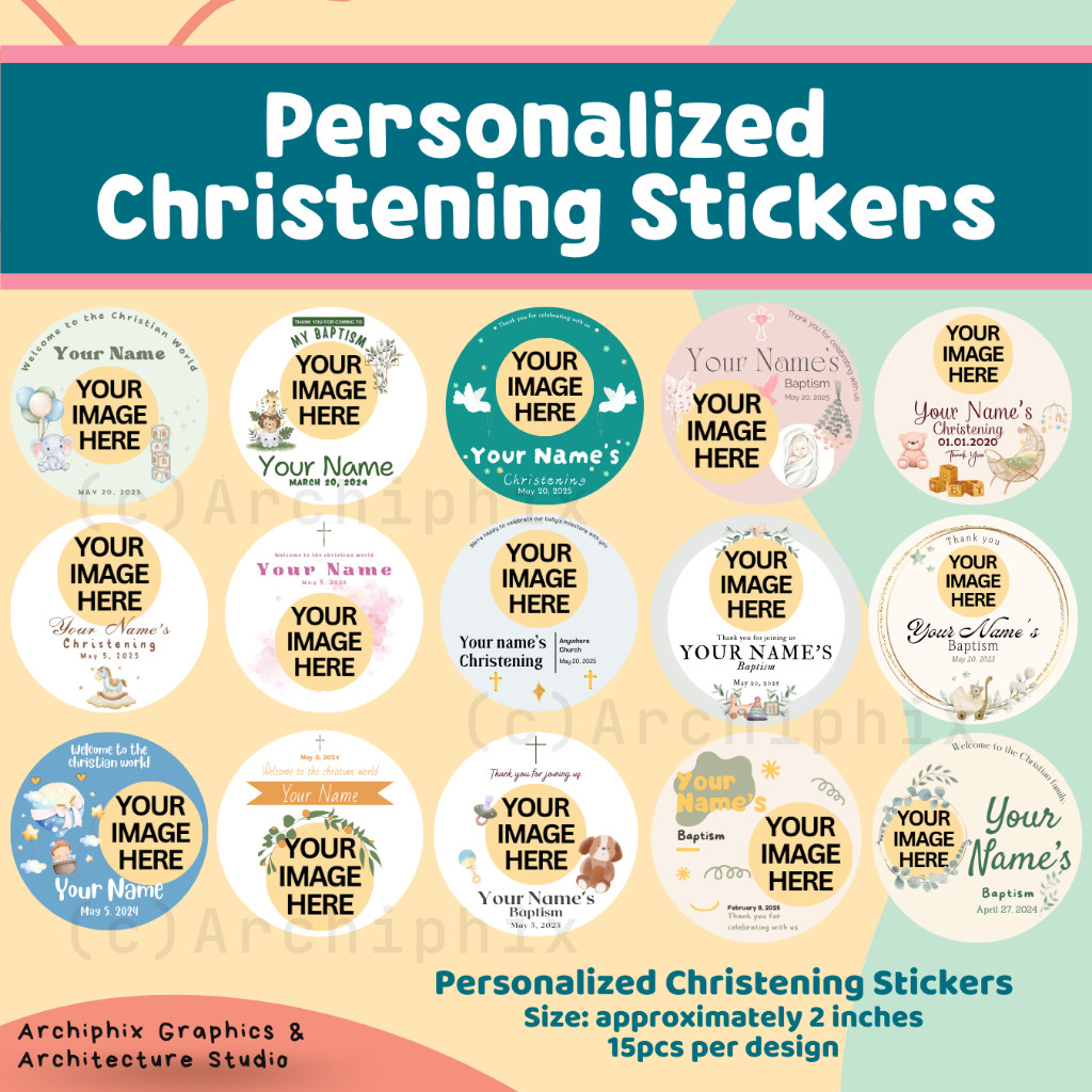 Personalized Christening Baptism Binyag Vinyl Stickers Souvenirs by ...