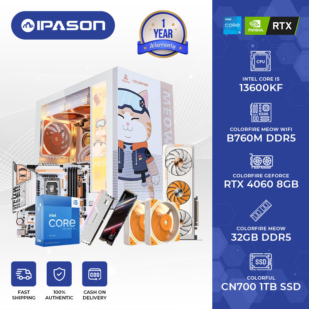 IPASONPC| Meow High End Gaming PC / Intel i5 13500KF 14 Core / RTX 3040 ...