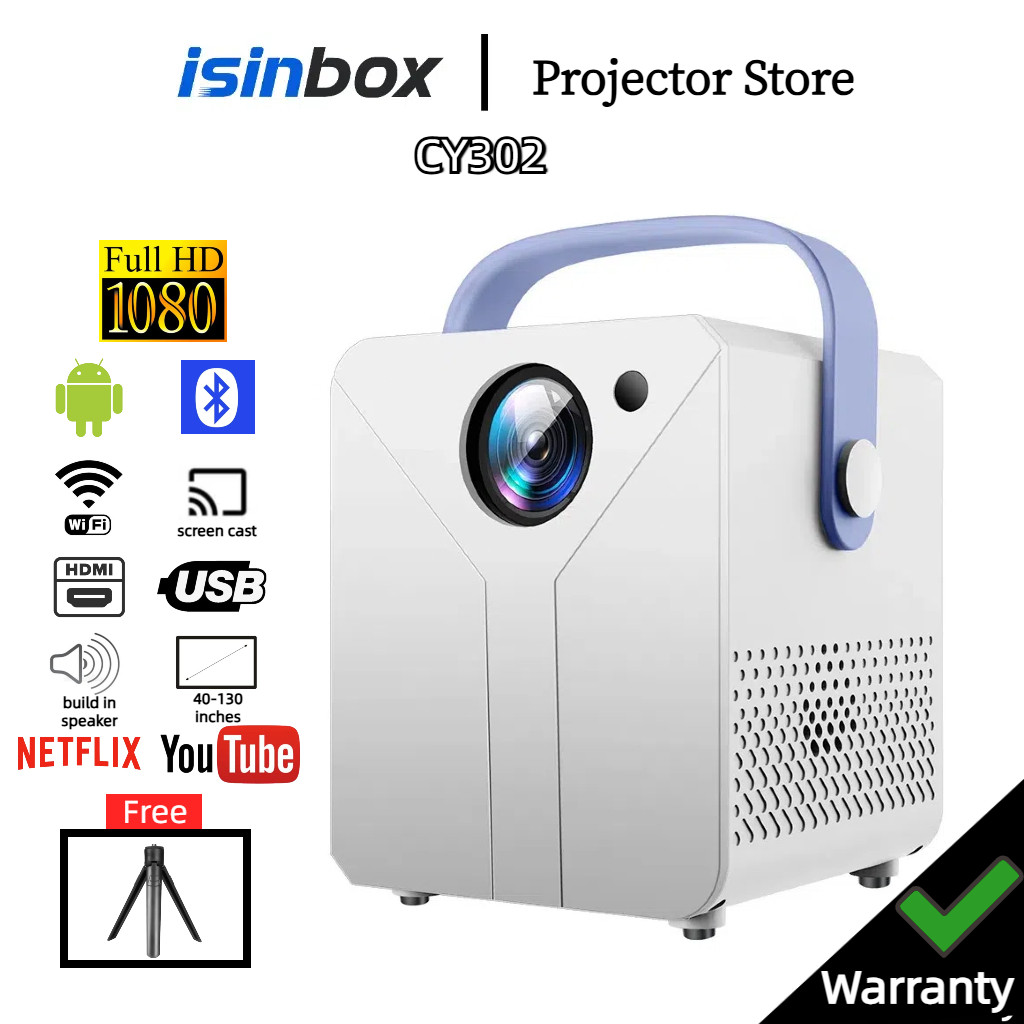 ISINBOX CY302 Projector Android 12 Smart Projector 1080P Wifi Bluetooth ...