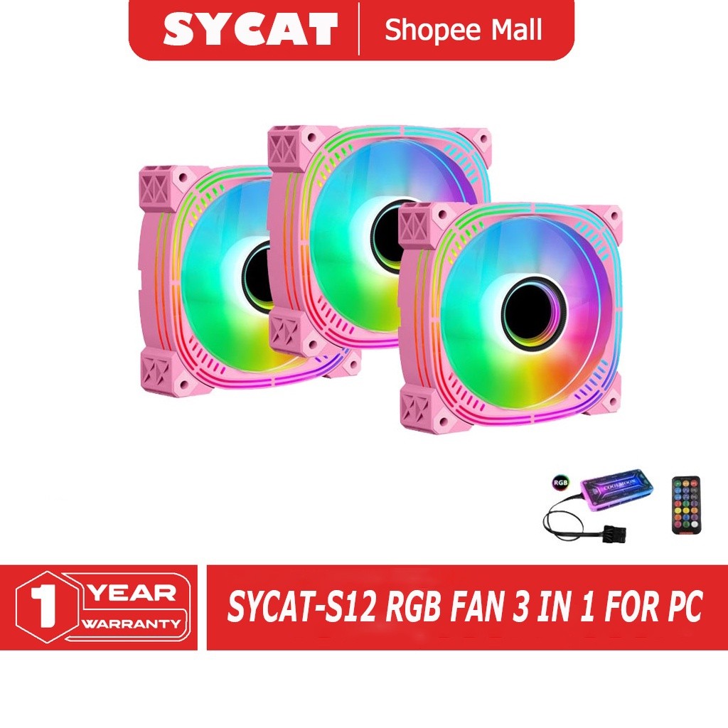 S12 PC Fan RGB Fan RGB Cooling Fan CPU Cooler PC Case Fan 3 IN 1 KIT ...