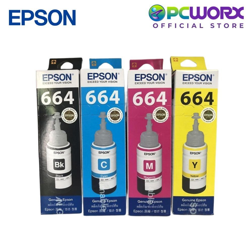 Epson T664 Original Ink Bottle Set (Black, Cyan , Magenta And Yellow ...
