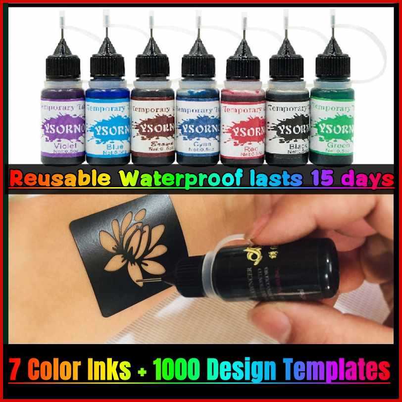 7 Color ink And 500+ Reusable Tattoo Design Template Pattern Temporary ...