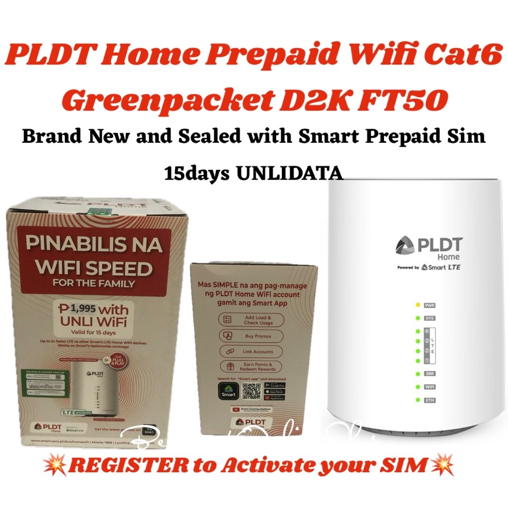 PLDT Home Prepaid Wifi Cat6 D2k-FT10/ D2K FT-50/ D2 (greenpacket) and ...