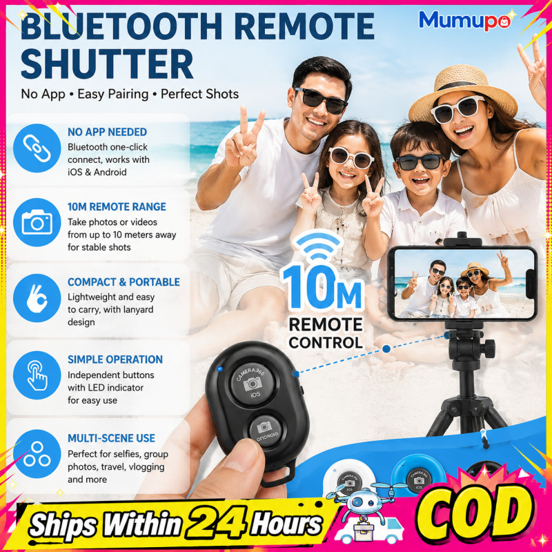 Wireless Bluetooth Camera Remote Shutter for iPhone Android,10m Range ...