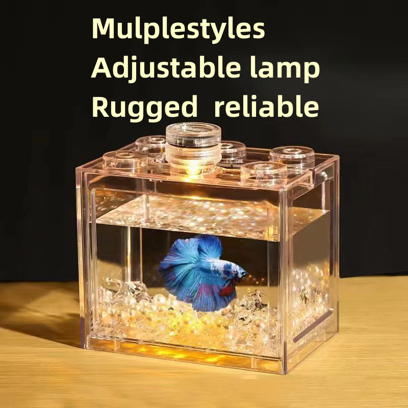 Fish Tank Betta Box Mini Aquarium Block Tank Betta Guppy Fish Tank ...