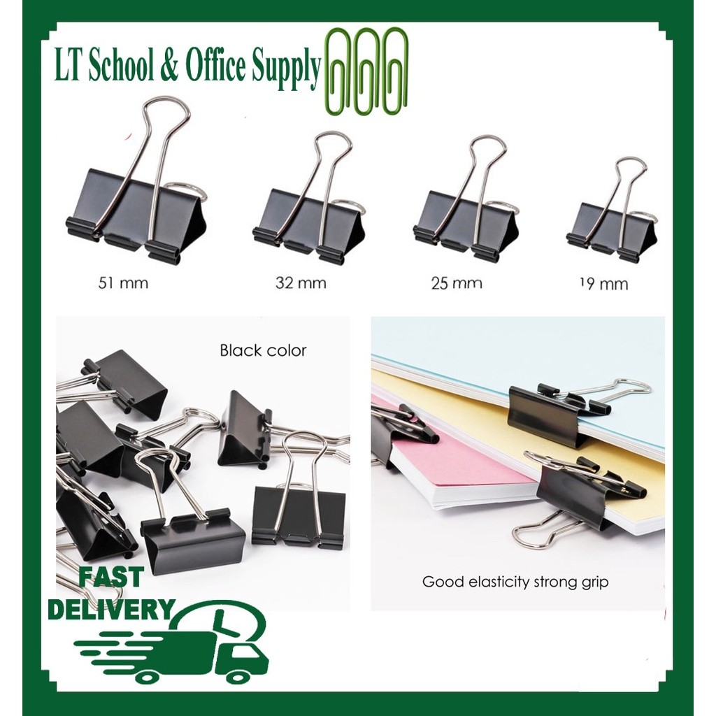 Dingli Metal Black Binder Clip Document File clips | Shopee Philippines