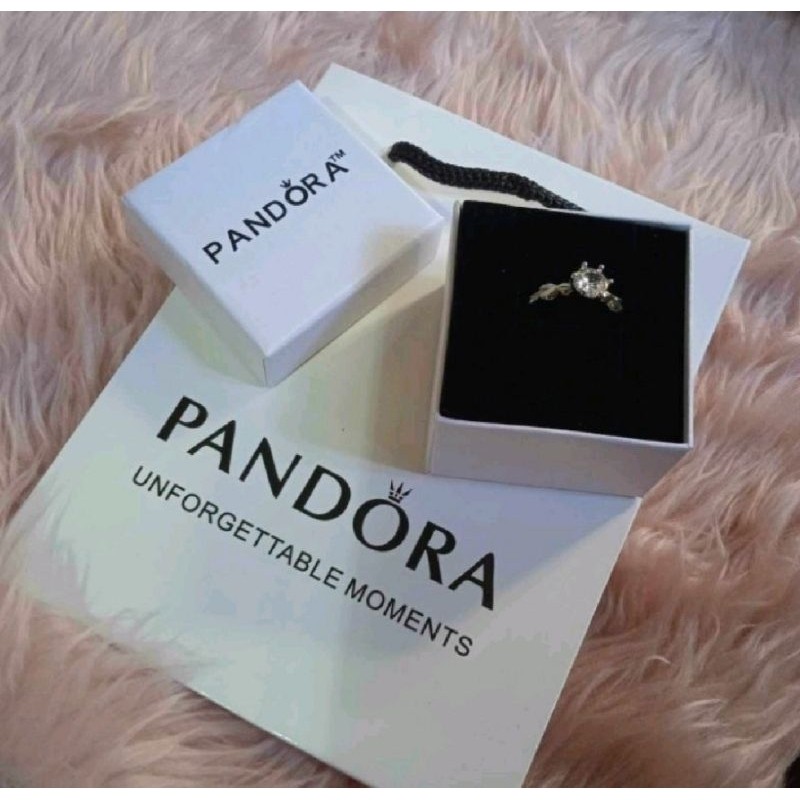 Adjustable Silver Pandora Inspired Promise Ring with box and paper bag ...