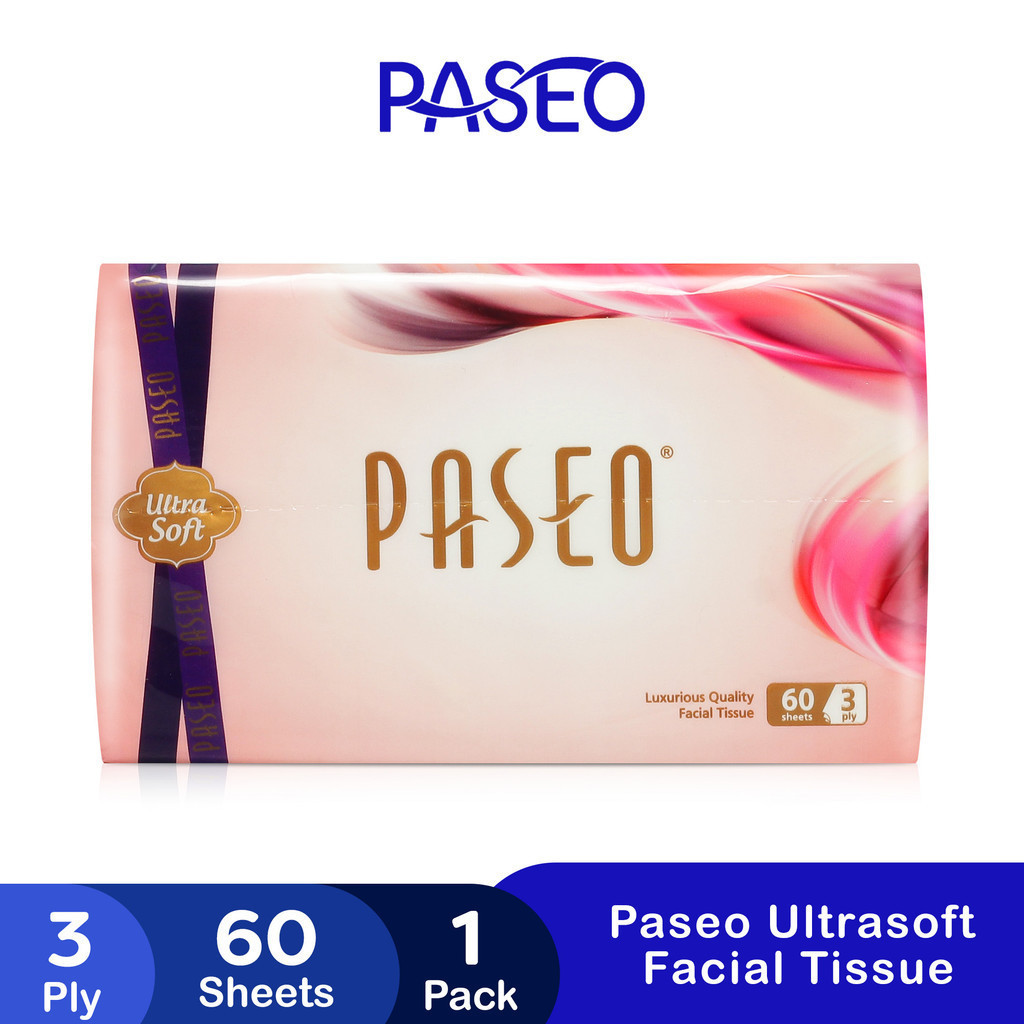 Paseo Facial Tissue Ultrasoft Travel Pack 3ply (1 Pack x 60s) | Shopee ...
