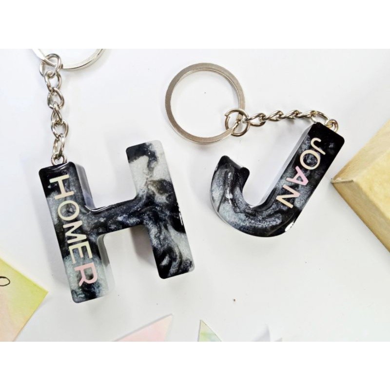 Personalized Letter Keychain / Design ( Black & White Combination ...