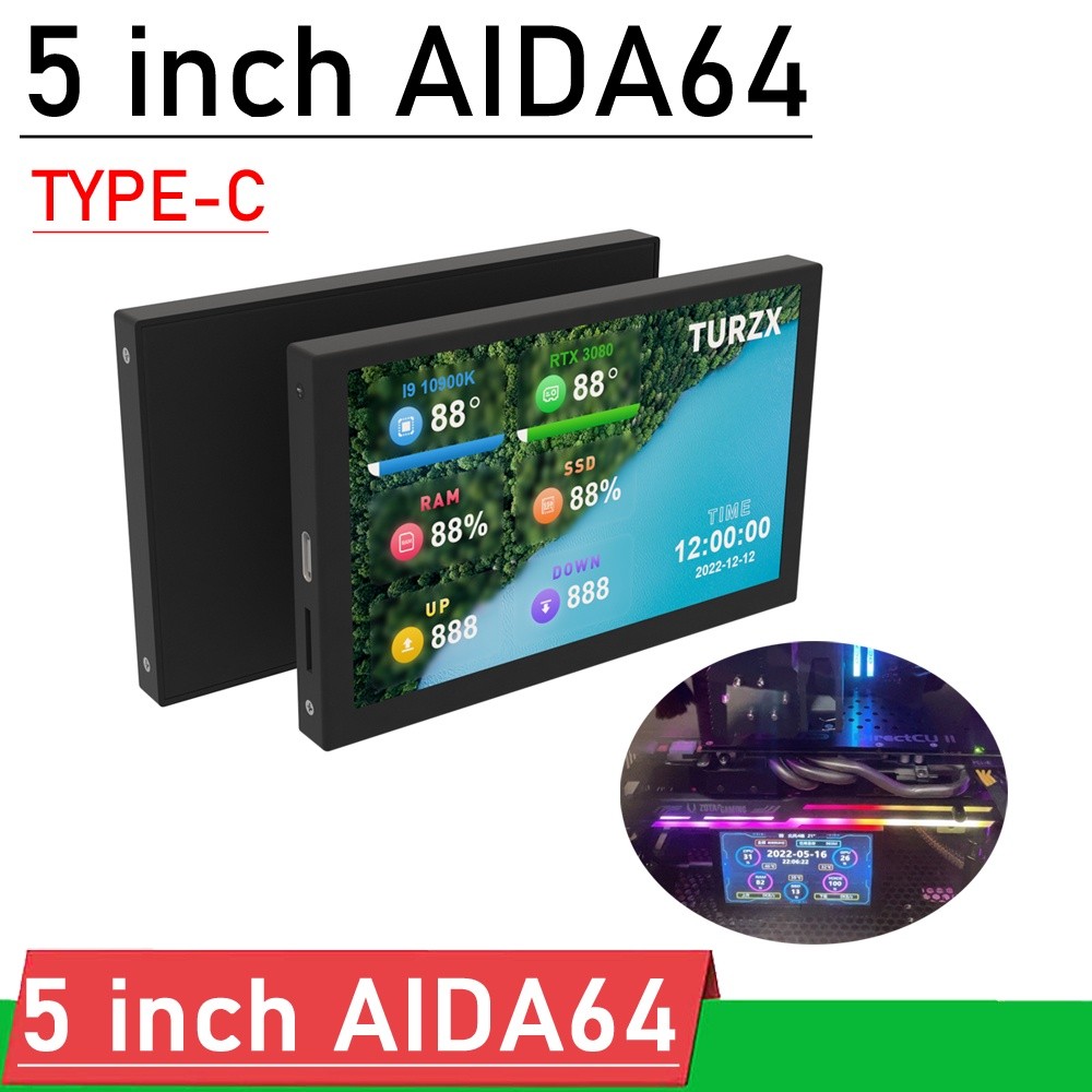 5 Inch IPS LCD Monitor Display USB TYPE-C AIDA64 Chassis Secondary ...