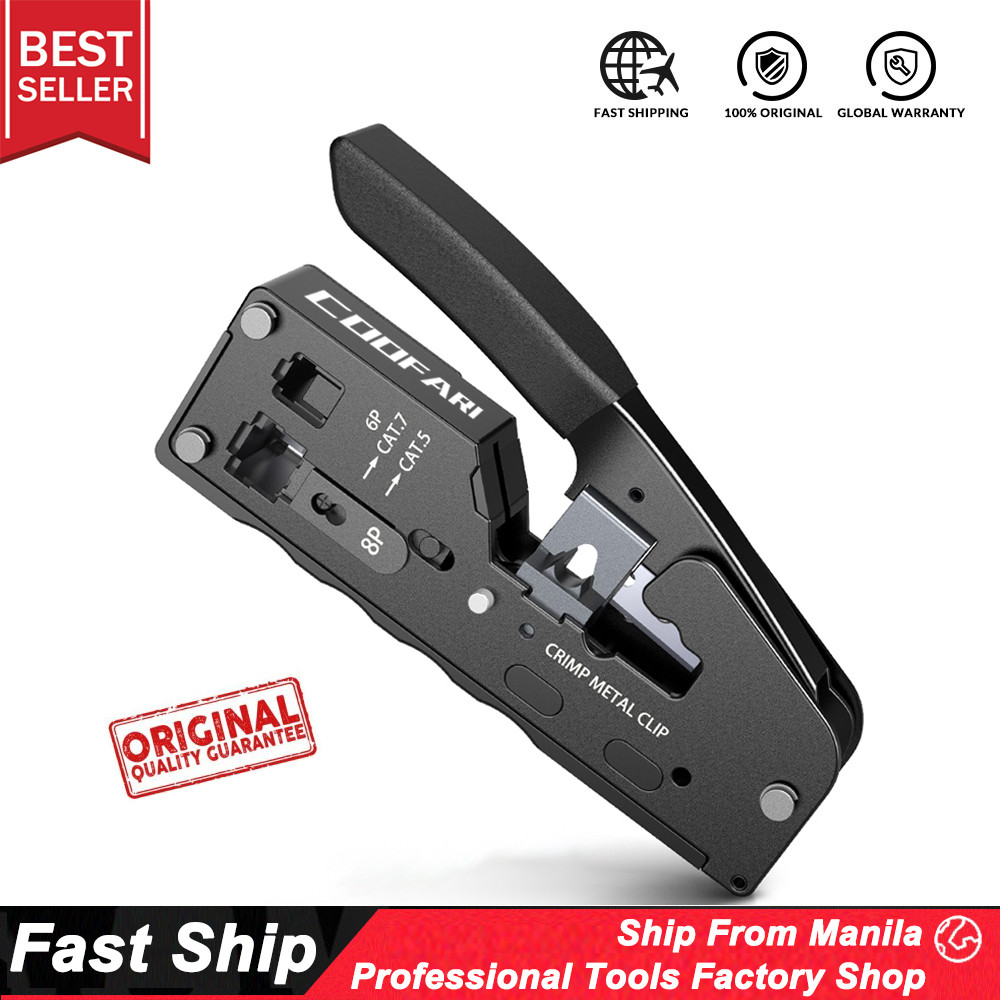 RJ45 Crimp Tool Pass Through Crimper Cutter for Cat6 Cat5 Cat5e 8P8C ...