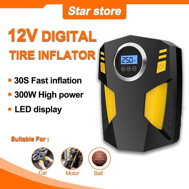 Portable 12V Car Tire Inflator Air Compressor Pump - 150 PSI, 1.5 Gallon Tank, 1/4 HP, With Gauge & LED Lights 6 thumbnail image