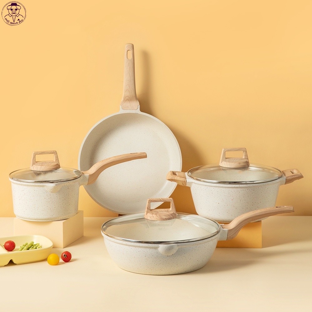 Gaoboos Non Stick Cookware Set Wok milk Pot frying Pan Maifan Stone ...