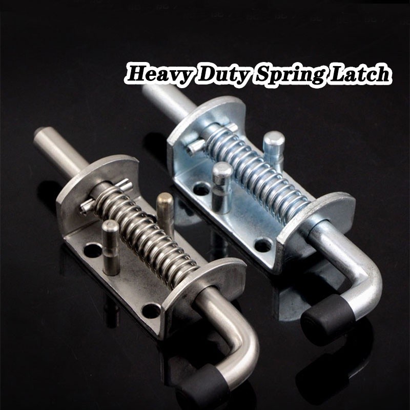 Heavy Duty Spring Latch Metal Lock Barrel Bolt Loaded Latch Hasp ...