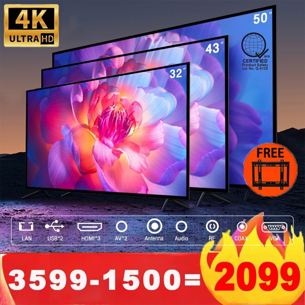 Expose Smart TV LED 19 24 32 43 50 55 Inch FHD Flat Screen Android 12.0 ...