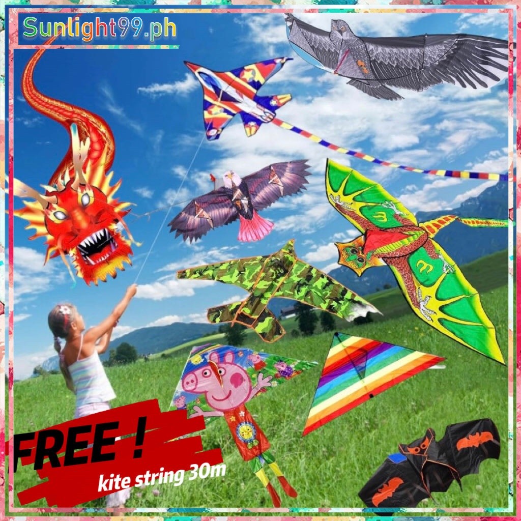 Big kite for kids with srting saranggola malaki long tail rainbow kite ...
