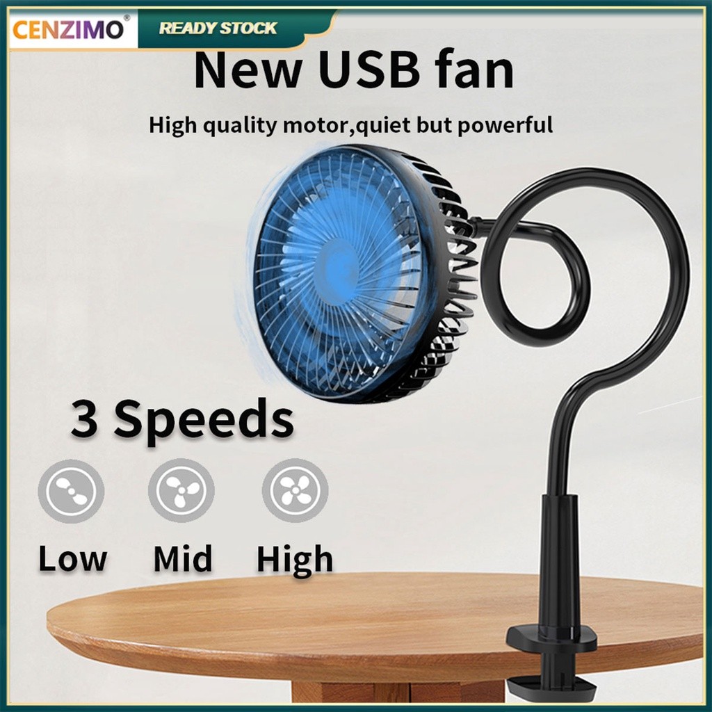 [Ready Stock] Strong Wind Rechargeable Portable Clip Desktop fan ...