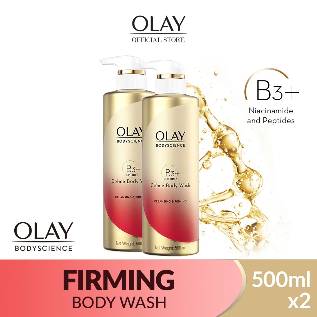 Olay Body Science Body Wash Cleansing and Firming (500mL) Duo | Shopee ...