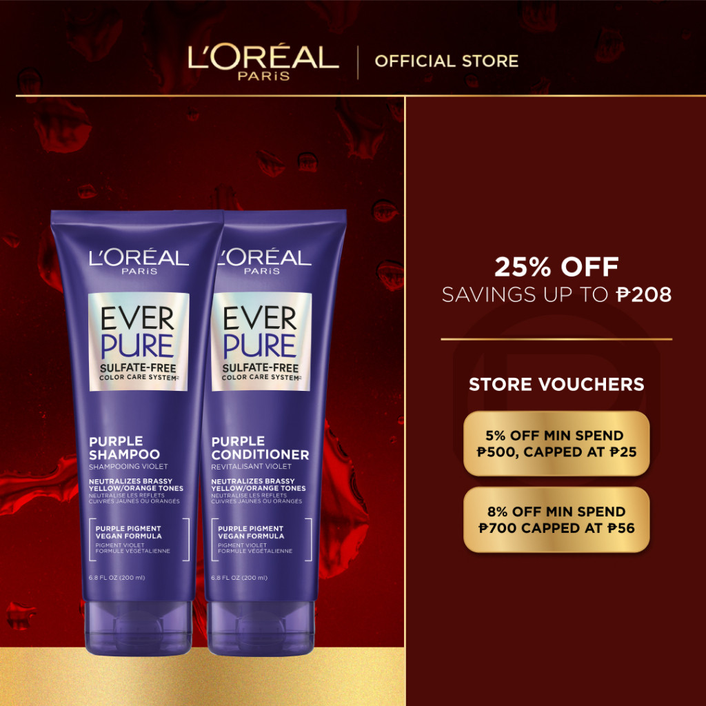 LOreal Paris Ever Pure Purple Shampoo and Conditioner Set (200mL ...
