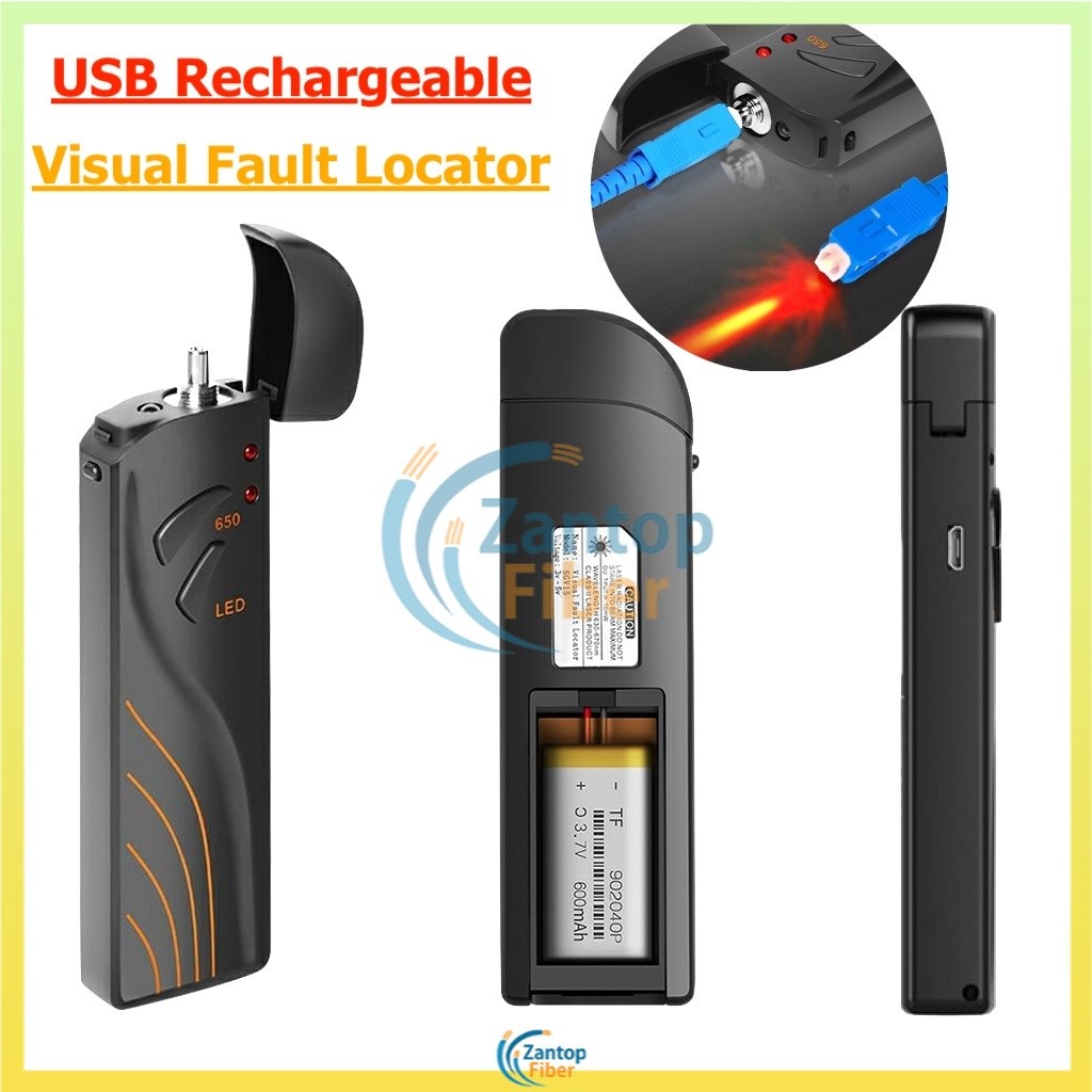 Portable Type Red Light Visual Fault Locator Handheld Rechargeable 15mw ...