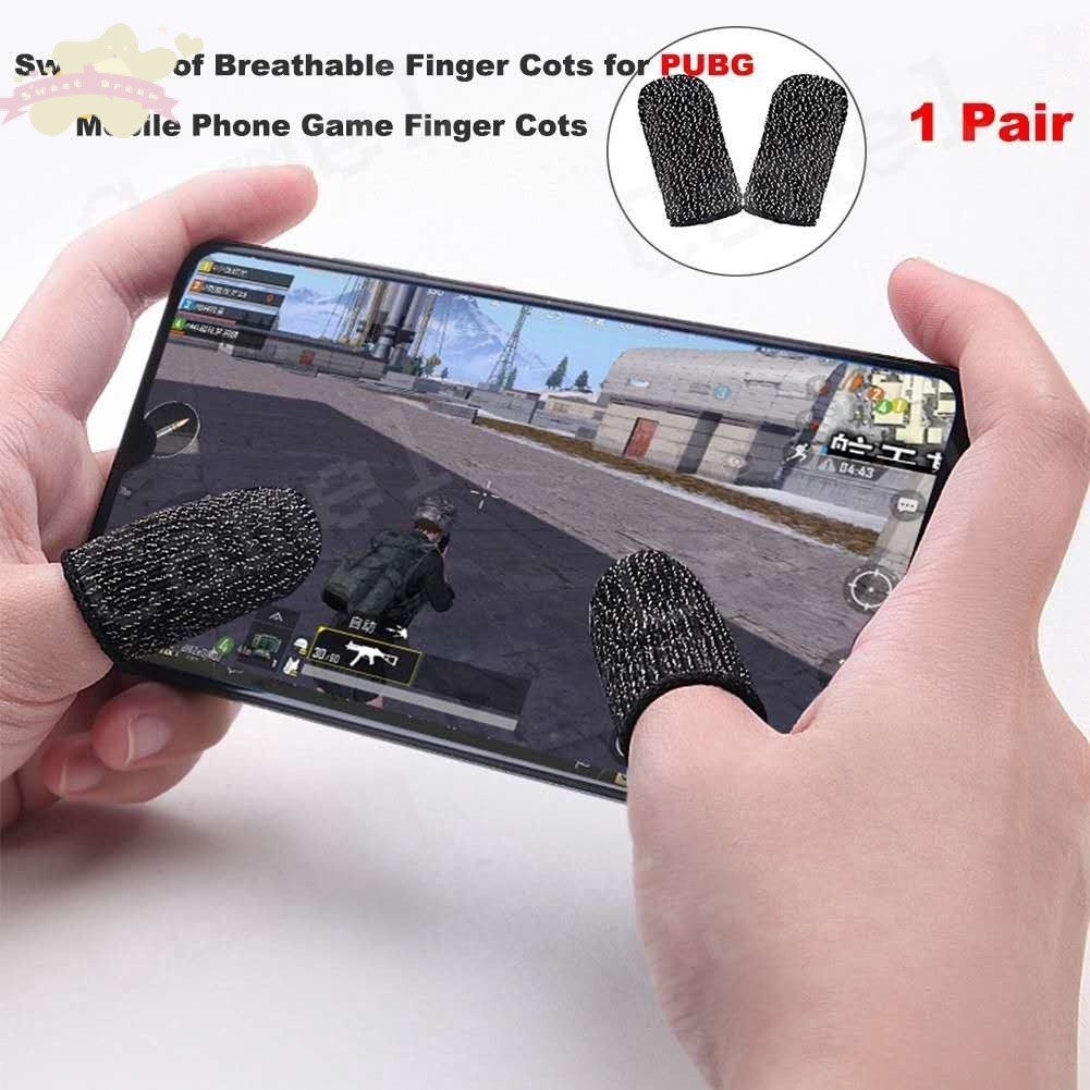 Game Finger Sleeves - 2 Stuks Gloeiende Vingermouwen, Zilvervezel, Ademend, Voor Touchscreen, Mobiel Gamen, Zwart-groen Of Zwart-grijs