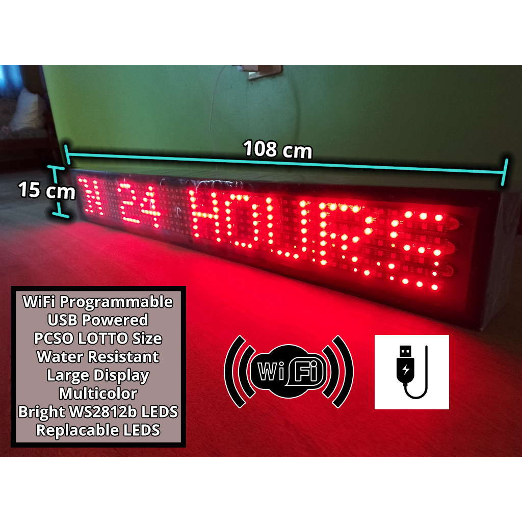 MultiColor WiFi Programmable Running LED Sign Board Gen 3 PCSO LOTTO ...