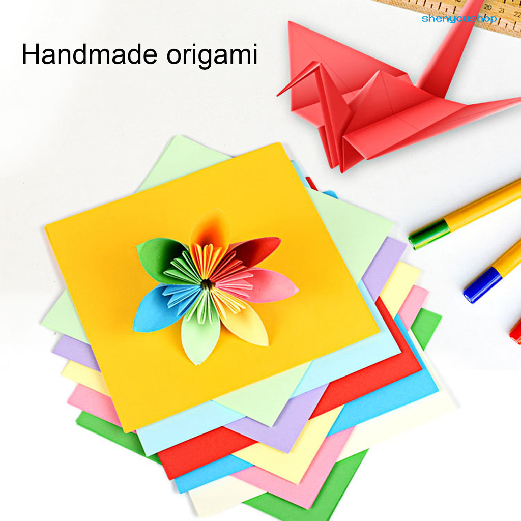 Shenyoushop 100 Sheets 15/20/25cm Square Origami Paper 10 Colors Double ...