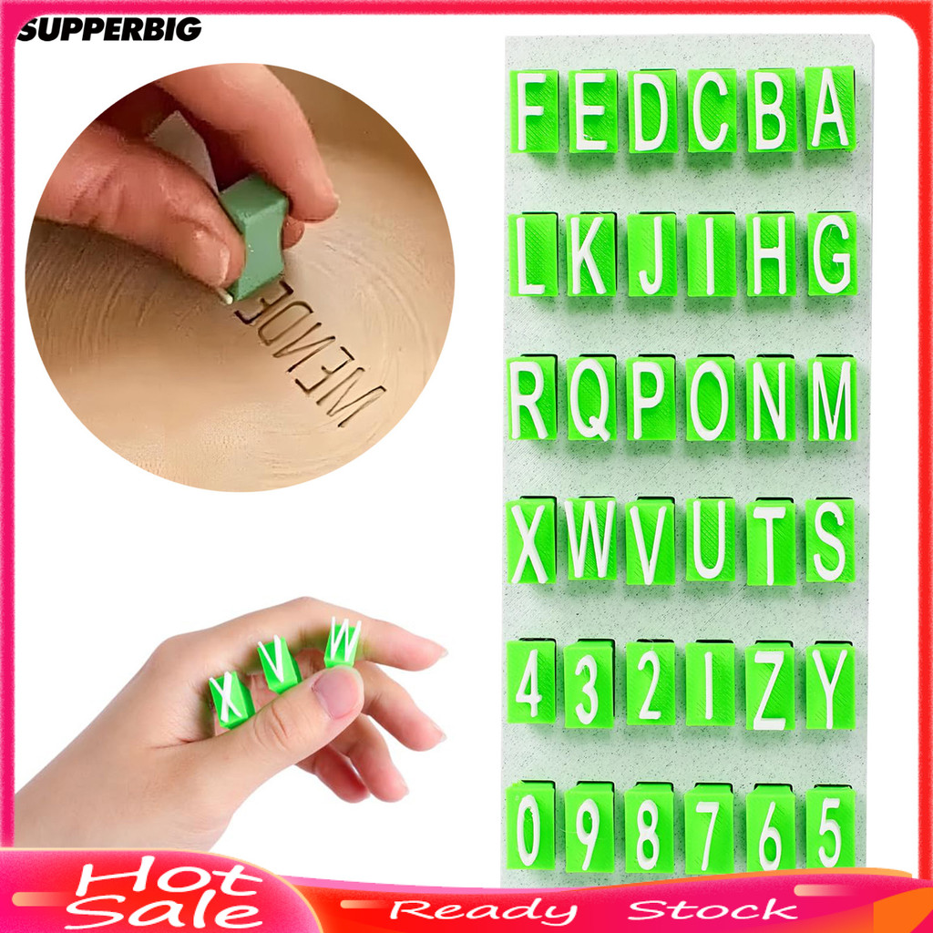 Supperbig☃1 Set Clay Pottery Alphabet Stamp A to Z Capital Lowercase ...