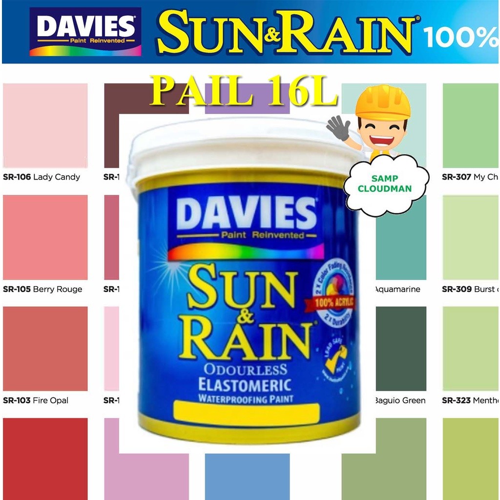 Davies:Pg[Sun$BF+& Rain Elastomeric Paint Pail 16 Liters Odorless ...
