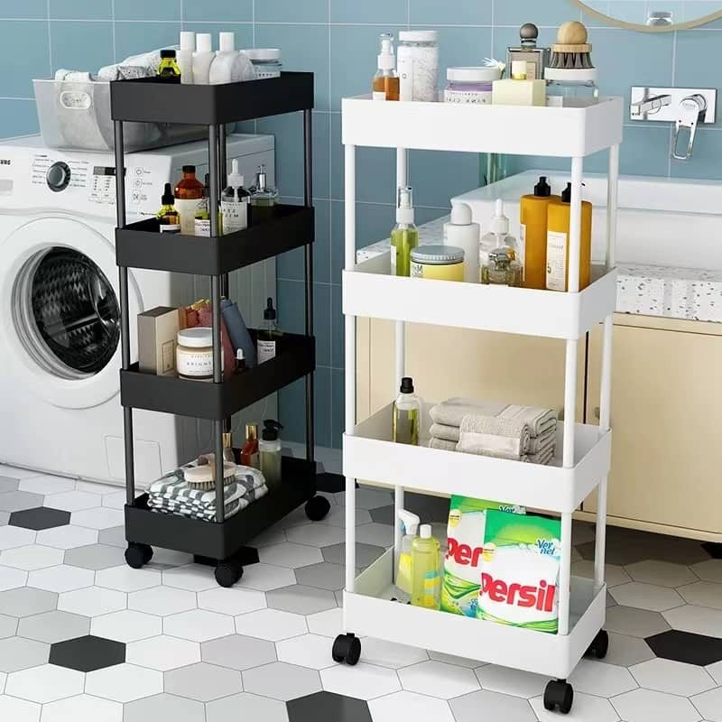 J'ice.Lw[Furniture{rw{4Layer Moving Rack Kitchen Storage Shelf Wall ...