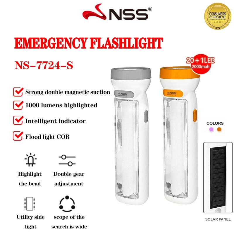 NSS;gl`LED/ZRechargeable and solar panel Emergency light Torch with LED ...