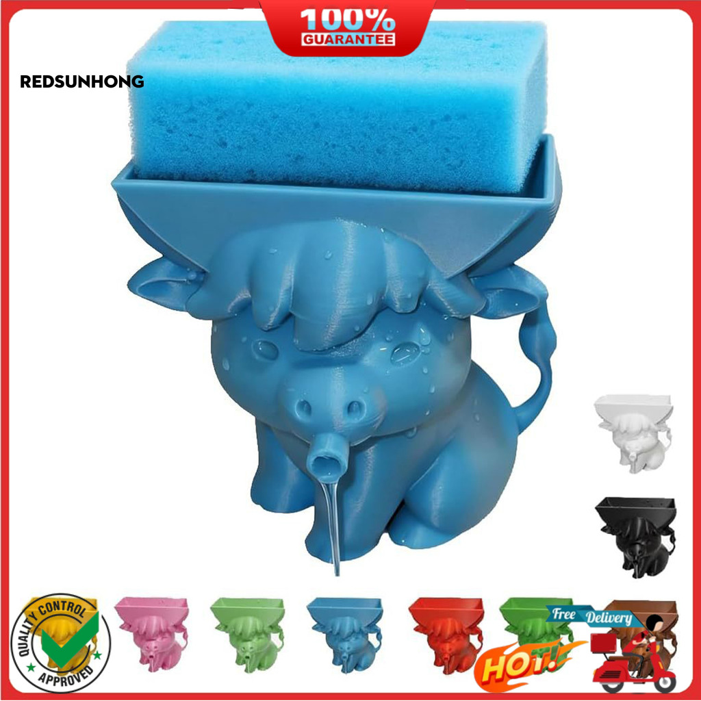 COD→☆Highland Cow Sponge Holder with Drainage Bathroom Kitchen Sink ...