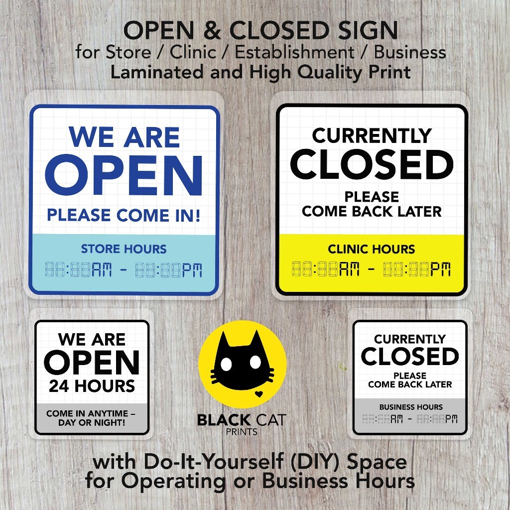 Open@KT;Sg=and Closed Sign with DIY Operating or Business Hours ...