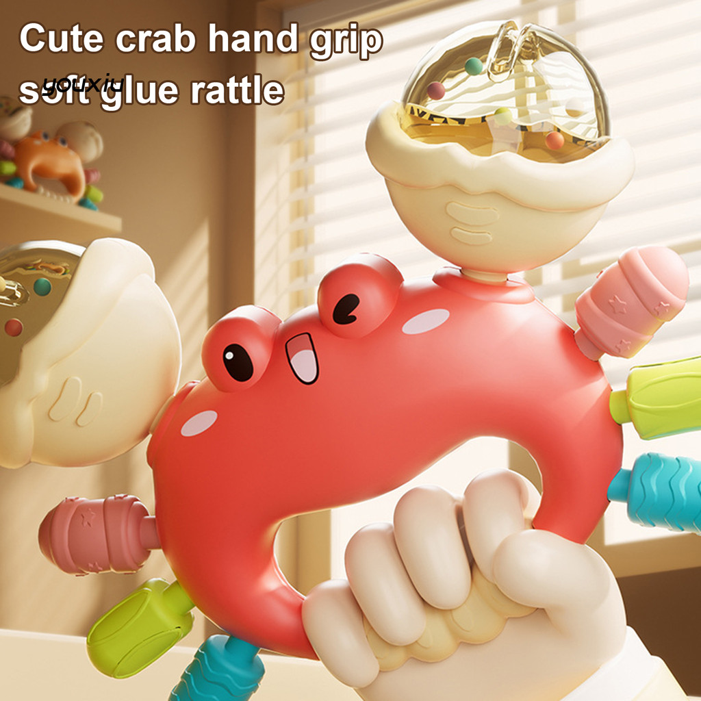 YOU- Infant Rattle Toy Crab Shape Hand Bell Teething Toys Multi-texture ...