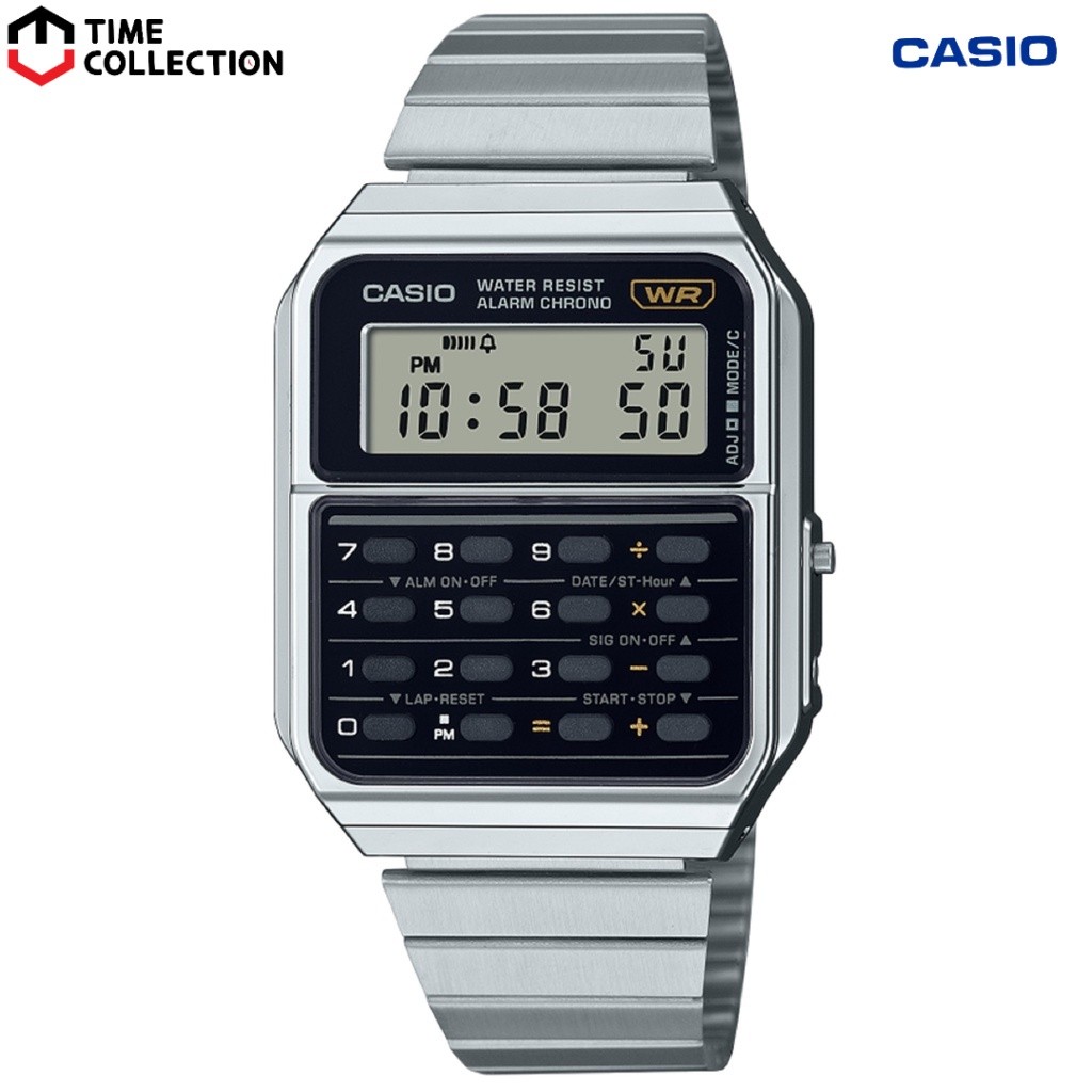 Casio)v}CA-500WE-1A}jb?Digital Calculator Stainless Steel Strap Watch ...