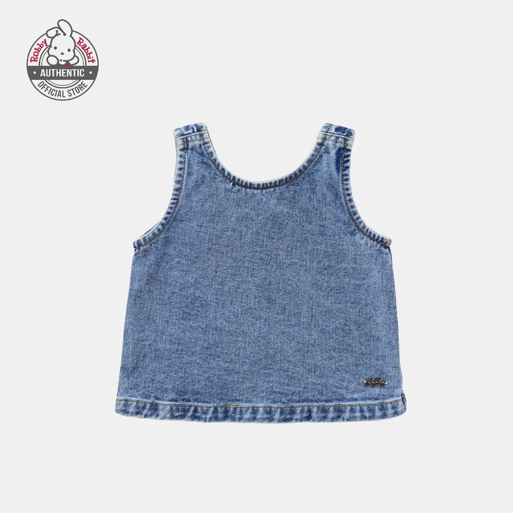 Robby Rabbit Girl London Flip Semi Crop Top Denim Sleeveless Blouse ...