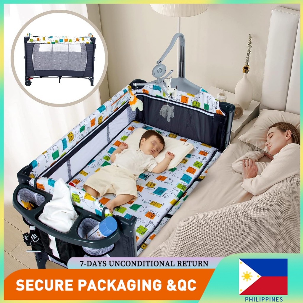 Foldable Shaker Baby Crib and Playpen 2 layer Crib Toddler Travel Cot ...