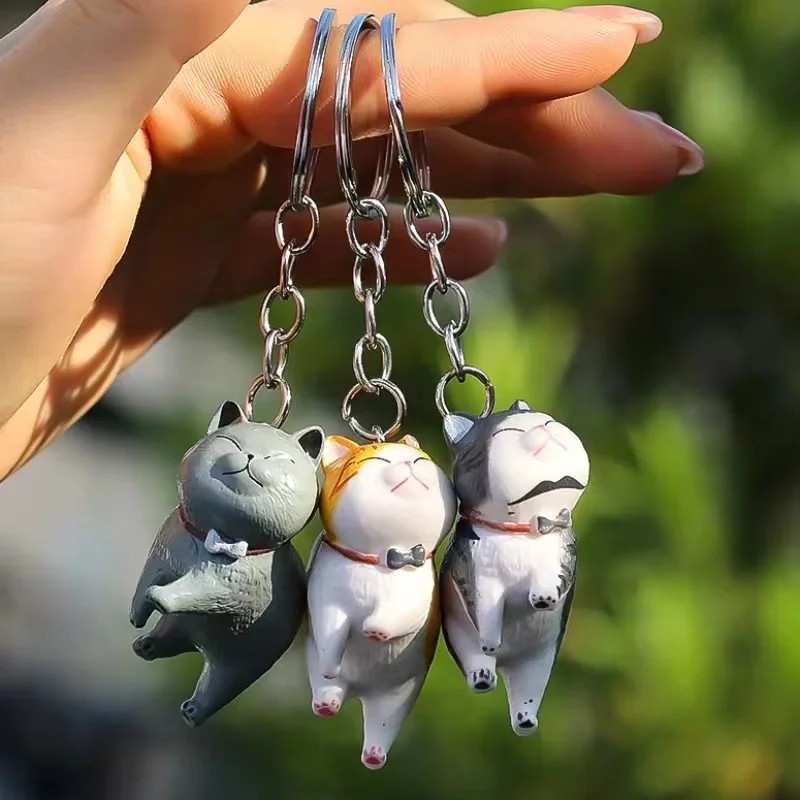 Cartoon Cat Shaped Pendant Keychain Kitten Cat Key Chain Creative Metal ...